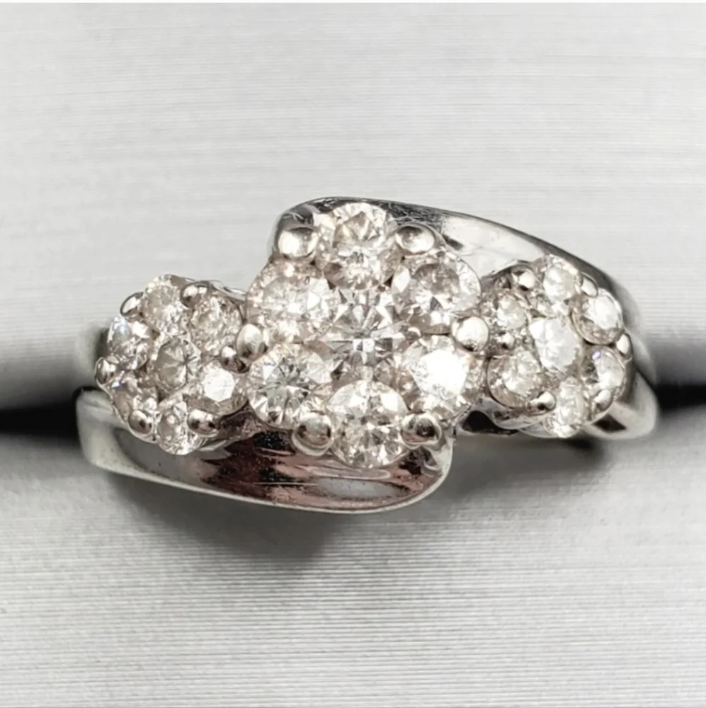 White Gold Diamond Flower Cluster Ring
